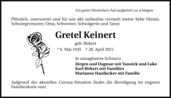 Traueranzeige von Gretel Keinert von GESAMT
