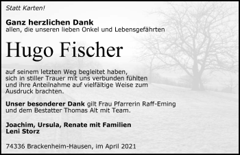 Traueranzeige von Hugo Fischer von GESAMT