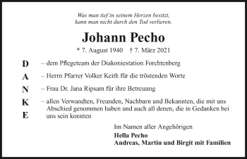 Traueranzeige von Johann Pecho von GESAMT