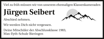 Traueranzeige von Jürgen Seibert von GESAMT
