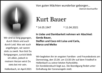 Traueranzeige von Kurt Bauer von GESAMT