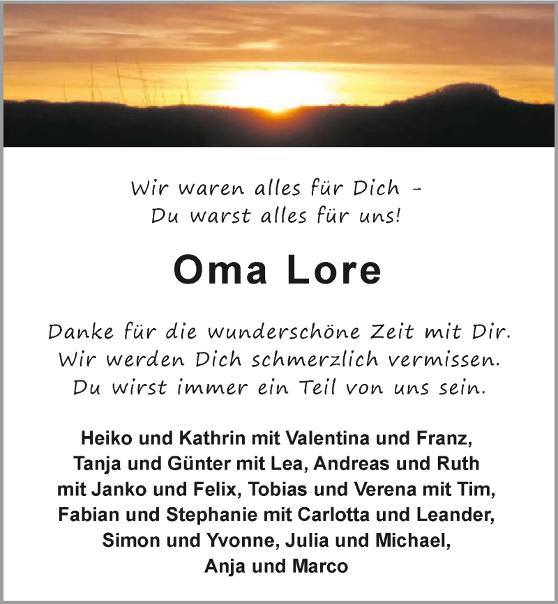  Traueranzeige für Lore Habermaaß vom 15.04.2021 aus GESAMT