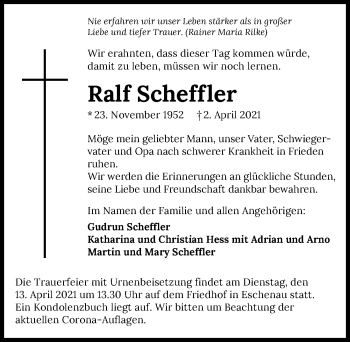 Traueranzeige von Ralf Scheffler von GESAMT
