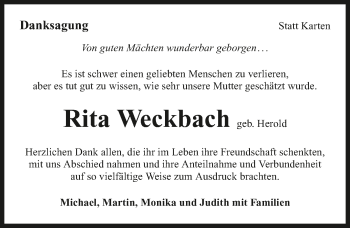 Traueranzeige von Rita Weckbach von GESAMT