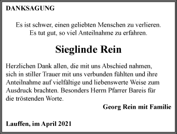 Traueranzeige von Sieglinde Rein von GESAMT