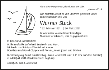Traueranzeige von Werner Steck von GESAMT