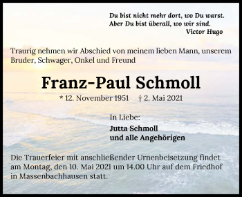 Traueranzeige von Franz-Paul Schmoll von GESAMT