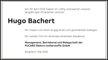 Traueranzeige von Hugo Bachert von GESAMT