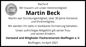 Traueranzeige von Martin Beck von GESAMT