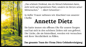 Traueranzeige von Annette Dietz von GESAMT