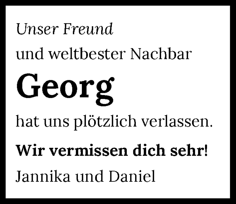  Traueranzeige für Georg Zapf vom 15.05.2021 aus GESAMT