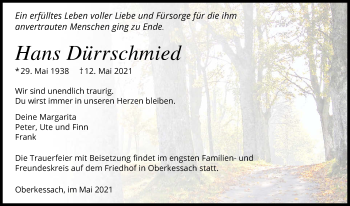 Traueranzeige von Hans Dürrschmied von GESAMT
