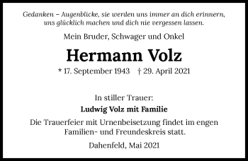 Traueranzeige von Hermann Volz von GESAMT