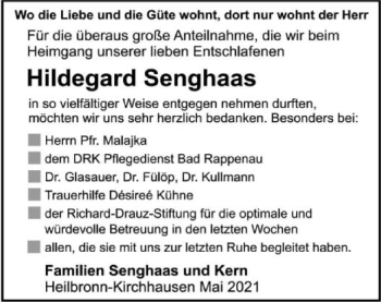 Traueranzeige von Hildegard Senghaas von GESAMT