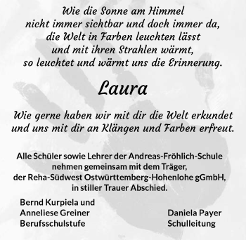 Traueranzeige von Laura Göller von GESAMT