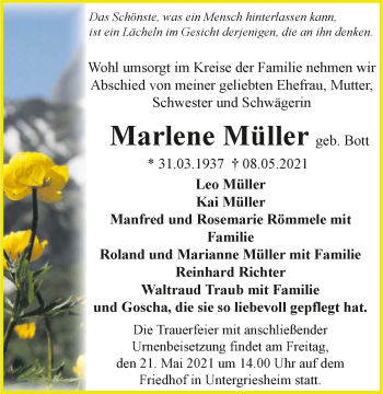 Traueranzeige von Marlene Müller von GESAMT
