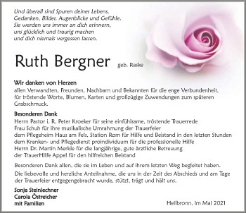 Traueranzeige von Ruth Bergner von GESAMT