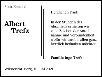 Traueranzeige von Albert Trefz von GESAMT
