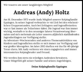 Traueranzeige von Andreas Holtz von GESAMT