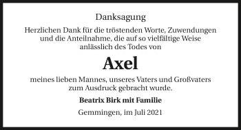 Traueranzeige von Axel Birk von GESAMT