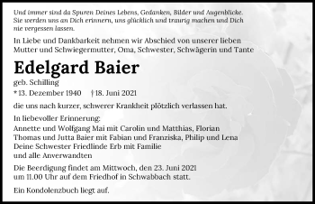 Traueranzeige von Edelgard Baier von GESAMT