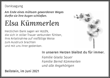 Traueranzeige von Elsa Kümmerlen von GESAMT