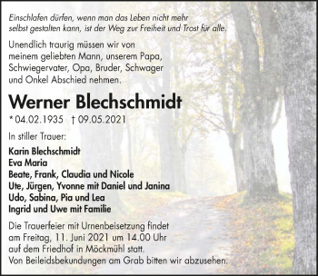 Traueranzeige von Werner Blechschmidt von GESAMT