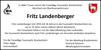 Traueranzeige von Fritz Landenberger von GESAMT