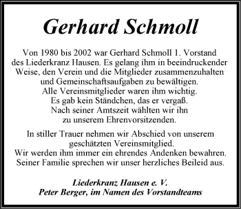 Traueranzeige von Gerhard Schmoll von GESAMT
