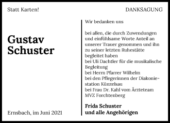 Traueranzeige von Gustav Schuster von GESAMT