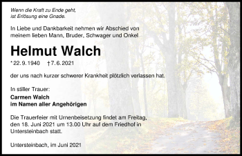 Traueranzeige von Helmut Walch von GESAMT