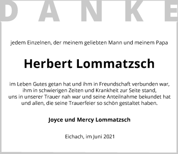 Traueranzeige von Herbert Lommatsch von GESAMT