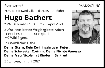 Traueranzeige von Hugo Bachert von GESAMT