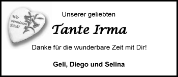 Traueranzeige von Irma Weis von GESAMT