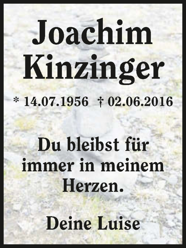  Traueranzeige für Joachim Kinzinger vom 02.06.2021 aus GESAMT