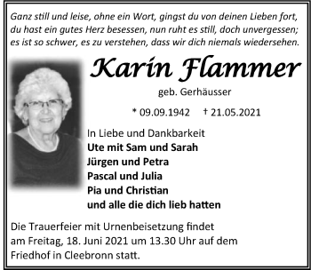 Traueranzeige von Karin Flammer von GESAMT
