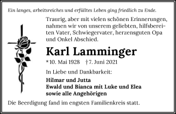 Traueranzeige von Karl Lamminger von GESAMT