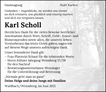 Traueranzeige von Karl Scholl von GESAMT