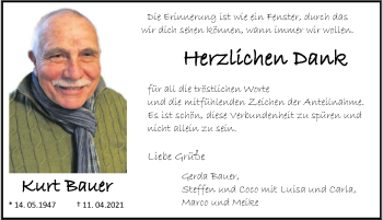 Traueranzeige von Kurt Bauer von GESAMT