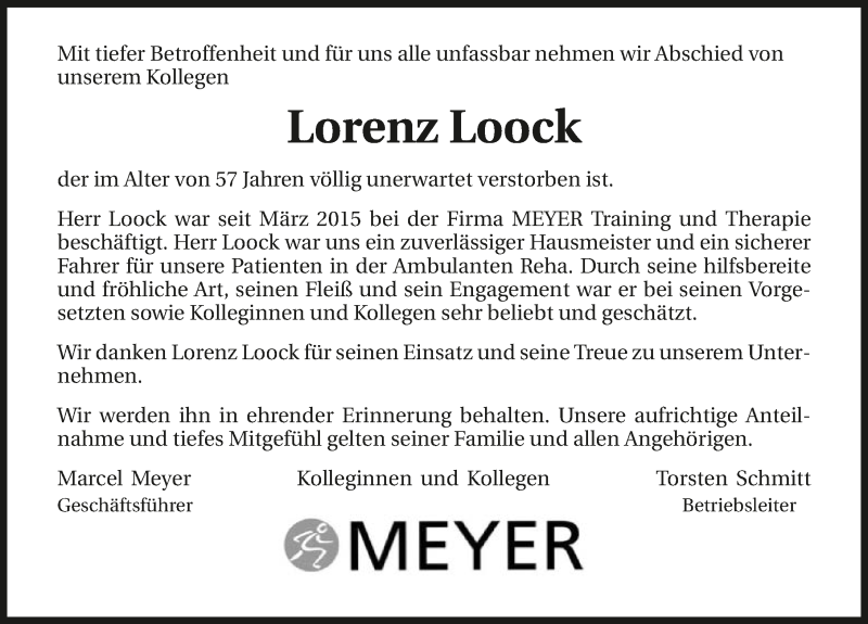 Traueranzeige für Lorenz Loock vom 12.06.2021 aus GESAMT