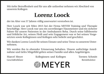 Traueranzeige von Lorenz Loock von GESAMT