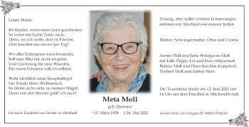 Traueranzeige von Meta Moll von GESAMT