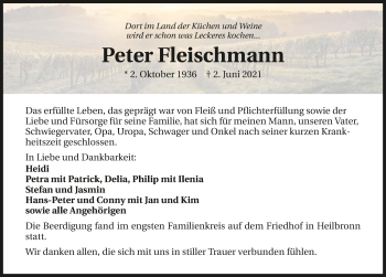 Traueranzeige von Peter Fleischmann von GESAMT