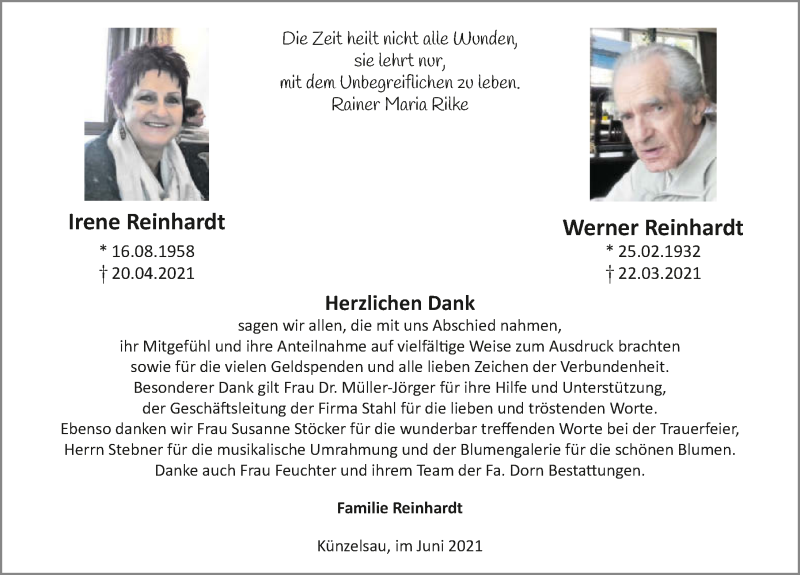  Traueranzeige für Werner Reinhardt vom 26.06.2021 aus GESAMT