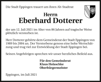 Traueranzeige von Eberhard Dotterer von GESAMT