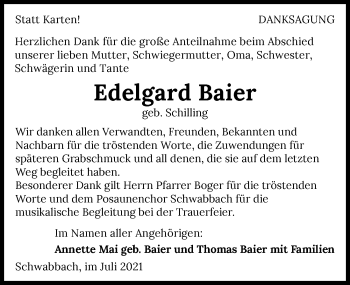 Traueranzeige von Edelgard Baier von GESAMT