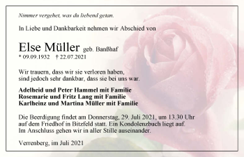 Traueranzeige von Else Müller von GESAMT