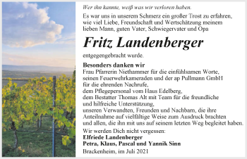 Traueranzeige von Fritz Landenberger von GESAMT