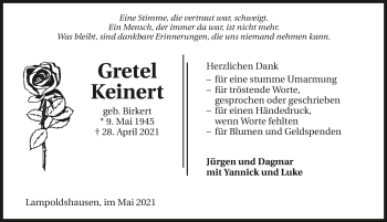 Traueranzeige von Gretel Keinert von GESAMT