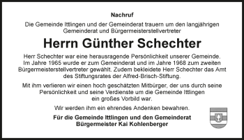 Traueranzeige von Günther Schechter von GESAMT